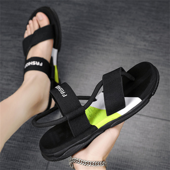 時尚T字帶涼鞋適合男士,字母圖案露跟戶外涼鞋