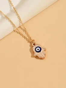 1 chiếc vòng cổ mặt hình giọt dầu tối giản hình bàn tay quỷ dành cho nữ (Tránh tiếp xúc với nước) - Vàng - Xem 2