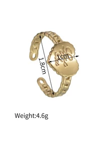 愛心裝飾開口戒指 - 金黃色 - 查看 4