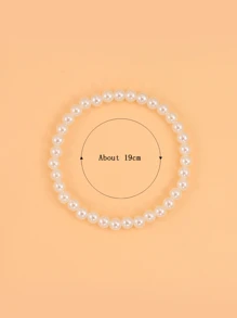 Faux Pearl Beaded Bracelet - Beige - View 2