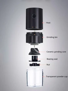 REUP 1pc ABS Wireless Electric Coffee Grinder Portable Multi-functional Grinder - Black - View 8