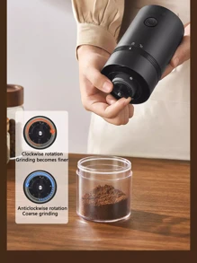 REUP 1pc ABS Wireless Electric Coffee Grinder Portable Multi-functional Grinder - Black - View 3