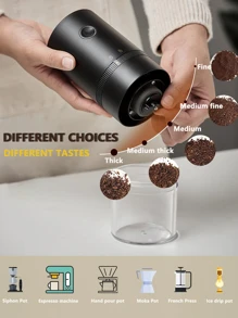REUP 1pc ABS Wireless Electric Coffee Grinder Portable Multi-functional Grinder - Black - View 2