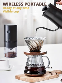 REUP 1pc ABS Wireless Electric Coffee Grinder Portable Multi-functional Grinder - Black - View 4