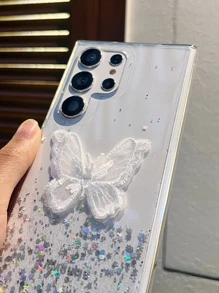 Butterfly Decor Clear Phone Case - White - View 5