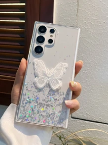 Butterfly Decor Clear Phone Case - White - View 6