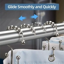 12pcs Multipurpose Stainless Steel Shower Curtain Hooks - Silver - View 2