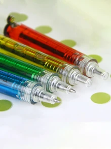 4 支随机颜色注射器形圆珠笔，创意办公学校用品 - 彩色 - 查看 4