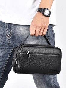 1Pc Large Capacity Black Clutch Bag Black Bag Hand Bag Office Supplies Vintage Storage Men Gift For Husband Dad Gift Valentines Gift Bag Fashionable Handbag Makeup Bag Student Outdoor Handbags Valentine Gifts Vintage The Sporty Life Men Wallet Bag Pack Spring Vintage Bags Mini Bag Small Bag Fashion Men's Bags Business Pillow Bag Men Men's Gifts Father Day Gift Holiday Essentials Bags For Holiday Pouch Wristlet Wallet Travel Essential Purse Organizer Gifts For Men Christmas Gifts Christmas Bags Men's Gifts Valentine'S Day