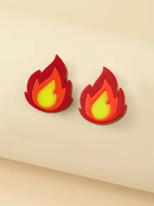 一对个性化火焰造型亚克力耳环，时尚派对礼物 - 彩色 - 查看 1