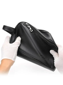 Portable Washing Toiletry Bag Men's Handbag For Sports Small Black Clutch Bag With Zipper And Litchi Pattern Wash Bag Toiletry Bag Outdoor Work And School Essentials Present Valentines Gifts Black Bag Winter Back To School Valentine Gifts For Men Vintage The Sporty Life Men Wallet Vacation Gift Bag Bag Pack Handbags Spring Vintage Bags Mini Bag Small Bag Business Pillow Bag Men Men's Gifts Father Day Gift Holiday Essentials Bags For Holiday Pouch Wristlet Wallet Travel Essential Purse Organizer Christmas Gifts