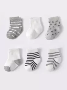 6pairs Baby Boys Striped & Star Pattern Socks