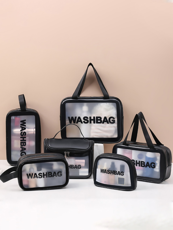 1PC Transparent Makeup Bag, Large Capacity PU Waterproof Wash Bag, Can Be Used For Travel Beauty Products Wash Products Storage,For Holiday Beach, Bathroom Collection, Bedroom Collection, Large Capacity