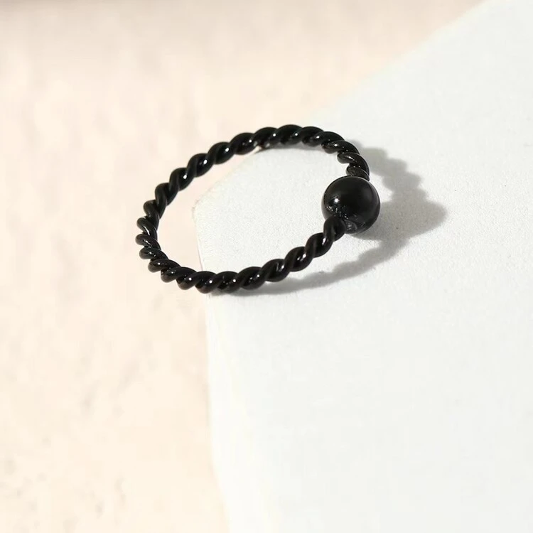 1 ชิ้นมีสไตล์สแตนเลสแหวนจมูกบิด/ห่วงพร้อมคลิปบนลูก unisex สำหรับการสวมใส่ทุกวัน - สีดำ - ดู 6