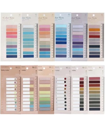 12pcs Pet Removable Index Tabs Stickers With Note Taking Area In A10 Rainbow Colors
