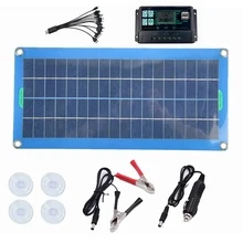 300W Solar Panel 12V 5V Dual USB Controller Waterproof Monocrystalin Solar Cells Battery Charger -100A - Blue - View 1