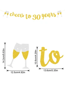 1套裝字母橫幅派對拉旗 - 金色 - 查看 2