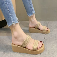 度假拖鞋適合女士,編織細節雙帶拖鞋 - 彩色 - 查看 11