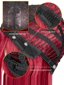 Burgundy Synthetic Woven Wig - Burgundy - View 7
