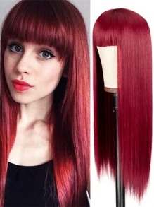 Burgundy Synthetic Woven Wig - Burgundy - View 1