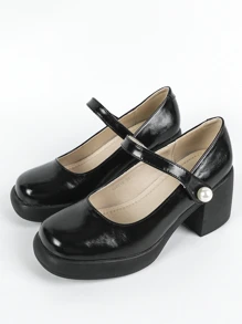 Plus Size Wide Feet & Fat Feet Women's High Heels Plus Fat Version - Black - View 6