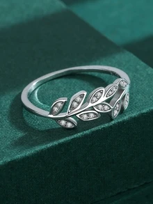 S925 Sterling Silver Geometric Ring With Micro-set Stones For Women - White - View 4