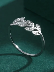 S925 Sterling Silver Geometric Ring With Micro-set Stones For Women - White - View 5