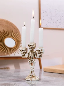 1入組骷髏形狀燭臺適用於晚上派對裝飾和假期裝飾用品 - 銅色 - 查看 3