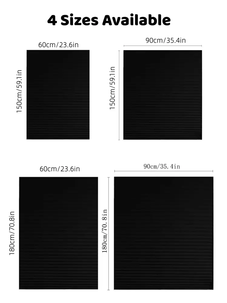 1pc No-Tool Pleated Curtain Panels, Temporary Curtain, Self-Adhesive Blinds, Easy To Cut And Install, Cordless - Black - View 7