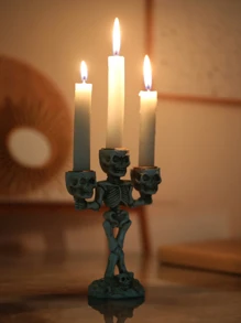 1入組骷髏形狀燭臺適用於晚上派對裝飾和假期裝飾用品 - 銅色 - 查看 6