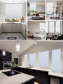 1 pezzo Tende plissettate in tessuto senza attrezzi, persiane per finestre temporanee, persiane autoadesive senza foratura, facili da tagliare e installare, rifinibili a casa, senza corda