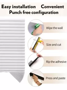 1 pezzo Tende plissettate in tessuto senza attrezzi, persiane per finestre temporanee, persiane autoadesive senza foratura, facili da tagliare e installare, rifinibili a casa, senza corda