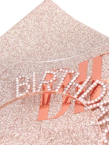 2 件/套女士生日皇冠、玫瑰金生日腰带和女士生日头饰套装、公主水钻生日头饰女士生日礼物、甜美生日快乐配饰