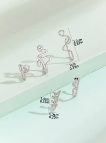 5pcs/set Fashionable Simple Nose Clip - Silver - View 1
