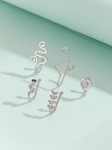 5pcs/set Fashionable Simple Nose Clip - Silver - View 2