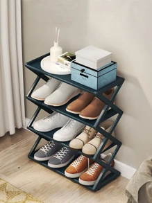 1入組簡易 X 型布鞋架附防塵罩多功能家用組裝鞋收納盒 - 黑色 - 查看 3