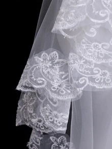 1 tấm mạng che mặt cô dâu viền sò kèm lược chải tóc trang phục mùa thu cho phụ nữ - trắng - Xem 3