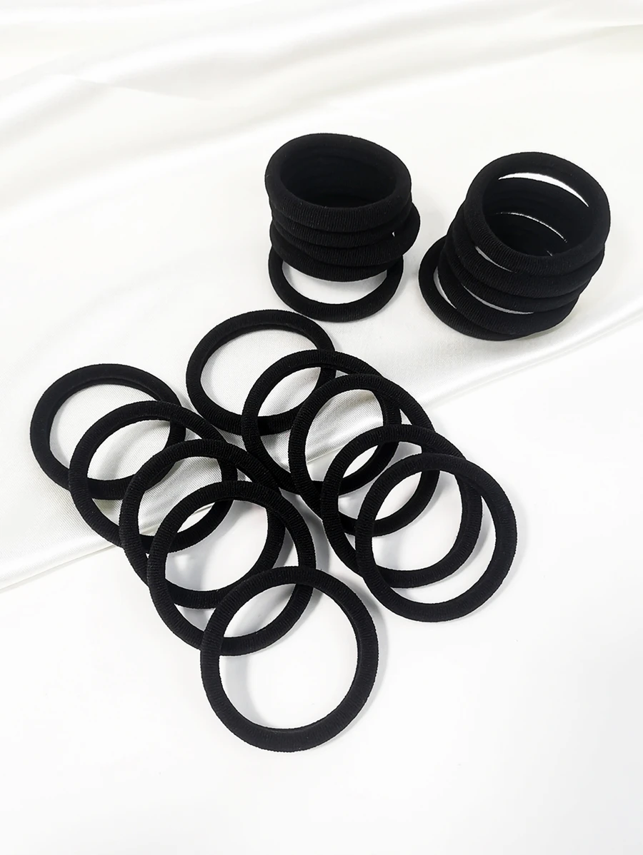 20入組素色髮圈 - 黑色 - 查看 1