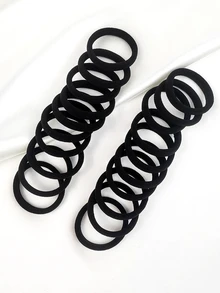 20入組素色髮圈 - 黑色 - 查看 2