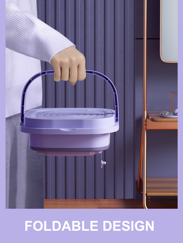 1pc Foldable ABS Mini Washing Machine, Modern Violet Purple Washing
