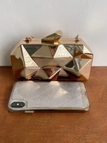 Brillante,Brillante Glamour,Elegante,Exquisito Señoras de moda Patrón de diamante de PVC Cadena Hombro y bolso cruzado y bolso de cena de embrague,Bolso de noche para fiestera,Mujer,Para mujer Perfecto para fiesta,boda,graduación,cena/banquete,para cóctel mejor regalo para mujeres - Dorado - Ver 3