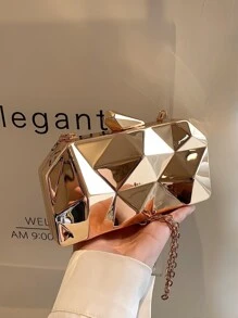 Brillante,Brillante Glamour,Elegante,Exquisito Señoras de moda Patrón de diamante de PVC Cadena Hombro y bolso cruzado y bolso de cena de embrague,Bolso de noche para fiestera,Mujer,Para mujer Perfecto para fiesta,boda,graduación,cena/banquete,para cóctel mejor regalo para mujeres - Dorado - Ver 1