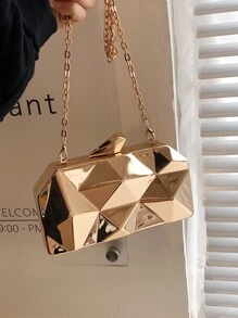 Brillante,Brillante Glamour,Elegante,Exquisito Señoras de moda Patrón de diamante de PVC Cadena Hombro y bolso cruzado y bolso de cena de embrague,Bolso de noche para fiestera,Mujer,Para mujer Perfecto para fiesta,boda,graduación,cena/banquete,para cóctel mejor regalo para mujeres - Dorado - Ver 2