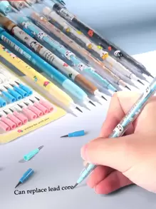 4入組可補充的自動鉛筆+96入組鉛芯，HB 0.5mm芯，適用於學生文具，自動旋轉鉛芯，黑色 - 彩色 - 查看 1