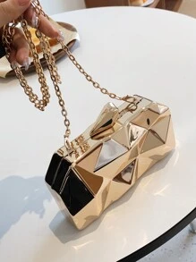 Brillante,Brillante Glamour,Elegante,Exquisito Señoras de moda Patrón de diamante de PVC Cadena Hombro y bolso cruzado y bolso de cena de embrague,Bolso de noche para fiestera,Mujer,Para mujer Perfecto para fiesta,boda,graduación,cena/banquete,para cóctel mejor regalo para mujeres - Dorado - Ver 4