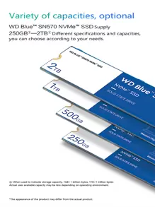 Western Digital WD Blue SN570 NVMe M2 2TB 1TB 500GB 250GB SSD PCIe3.0*4 M.2 2280 Internal Solid State Drive For Laptops PC