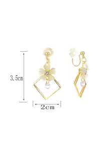 1 par de pendientes cuadrados elegantes con diseño floral para clip, pendientes largos sin perforar para uso diario