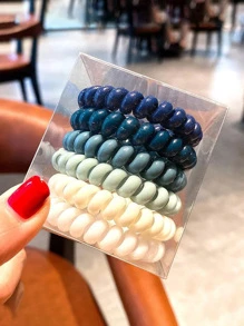 6pcs Solid Coil Wire Hair Tie - Multicolor - View 2