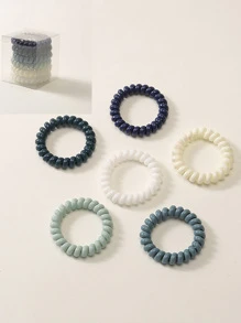 6pcs Solid Coil Wire Hair Tie - Multicolor - View 3