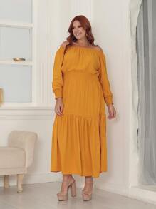 Plus Size Dresses - Mustard Yellow - View 1